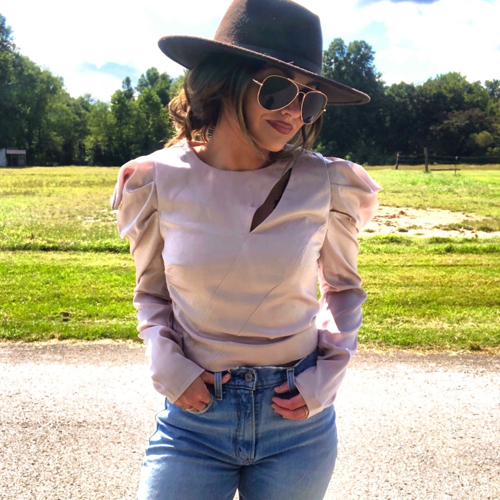 Blush Champagne Statement Satin Top